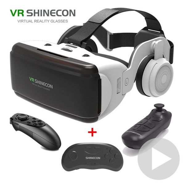 2023 VR Lunettes Virtual Reality 3D Google Cardboard Headset Smartphone Android avec GamePad 240506