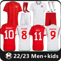 2023 Wales heren voetbalshirts BALE WILSON ALLEN RAMSEY JOHNSIN 22 23 world National Team cup Rodon VOKES Thuisvoetbalshirts Volwassen kindertenue Uniformen