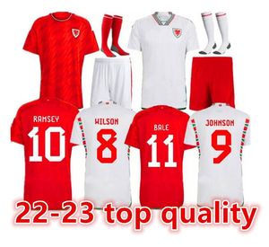 2023 Pays de Galles Hommes Soccer Jerseys BALE WILSON ALLEN RAMSEY JOHNSIN 22 23 Coupe de l'équipe nationale du monde Rodon VOKES Accueil Chemises de football Kit enfants adultes Uniformes S-4XL 66