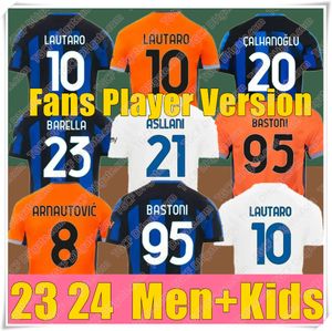 Fans Player 23 24 LUKAKU InterS LAUTARO Milans maillots de football 23 24 ANNIVERSAIRE CORREA DZEKO BARELLA SKRINIAR 2023 2024 BROZOVIC Maillot de football à domicile pour hommes et enfants