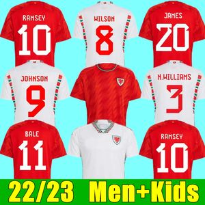 2023 Wales voetbalshirts Bale James Ramsey voetbalshirt National Mens Kids High Quality Home Away Maillots Allen Morrell Wilson B. Davies Moore Johnson
