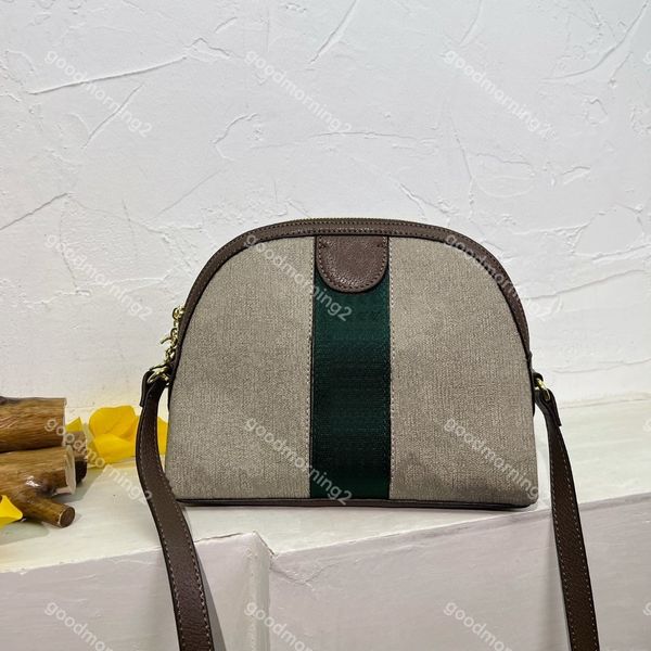 2023 Portefeuilles Crossbody ophidia shell bag Sacs à main de créateurs Sacs à bandoulière en cuir pour femmes Textile rouge et vert à rayures Conception de pendentif à fermeture à glissière en métal