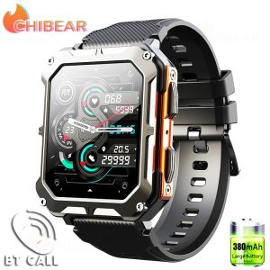 2023 Horloge Voor Mannen Slimme Horloge Militaire Waterdichte Klok Fitness Tracker Outdoor Sport Smartwatch Bluetooth Oproep 380mAh Batterij
