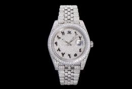 2023 Watch Men's Diamond Watch Watch T-Shaped Diamond Cutting Process Alivable Buckle, Automatic Business Watch adapté aux grands poignets