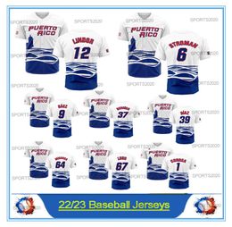 2023 WBC Team Puerto Rico Jersey 1 Carlos Correa Clásico Mundial de Béisbol Francisco Lindor Javier Báez Marcus Stroman Edwin Díaz Enrique Hernández José Miranda Hombres