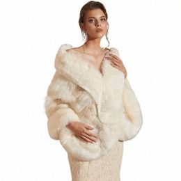 2023 Mariage Bolero hiver Bridal Shrug Faux Fur Schawls Femmes Wraps Jacket Party M manteau de veste blanche