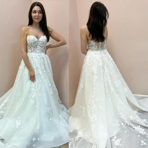 2023 Vestido de novia para novia Escote corazón Apliques de encaje Flores 3D Tul con gradas Vestidos de novia de encaje de organza para matrimonio para mujeres negras de Nigeria NW020