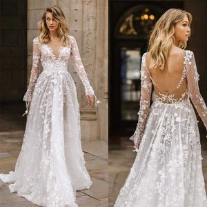 2023 robe de mariée sexy dentelle robe à manches longues robe de soirée vêtements pour femmes