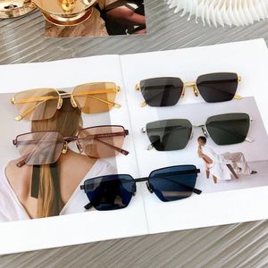2023 White Collar Business Hot Selling Style, Small Face Medium Half Frame Titanium Alloy High-End Women's Sunglasses, Grey and Khaki Classic Casual Fashion Style