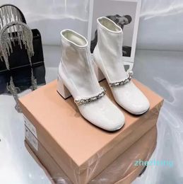 2023-White Designers femmes bottes bottines fond épais luxe dames chaussures hiver chaussure en cuir