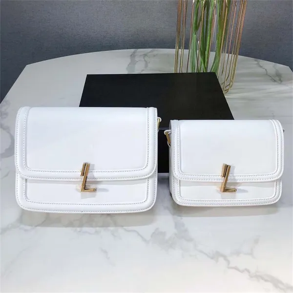 2023 Bolsos de hombro blancos Diseñador de lujo bolso de puesta de sol Clásico último color bolso de cadena de mujer Patrón de palillo de cuero para mujer Bolsos de cuerpo cruzado