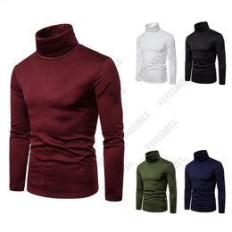 2023 blanc velours col roulé t-shirt hommes automne hiver coupe ajustée à manches longues t-shirt Hipster décontracté Camiseta Masculina 240130