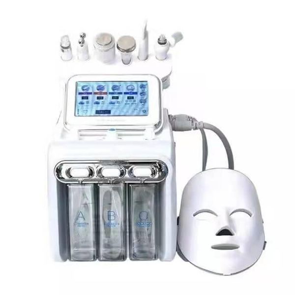 2023 Precio al por mayor Portátil 7 en 1 Máquina de hidrodermoabrasión facial con máscara LED Máquina de rejuvenecimiento facial de belleza Máscara LED Uso del salón en el hogar