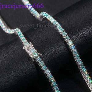 2023 Groothandel Sterling Sier Bracelet 3-5 mm Wit Gold Poled Green Blue Moissanite Tennis Chain