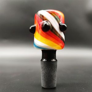 2023 Wig Wag 14mm Dikke Bowl Stuk Waterpijp Glazen Schuif Waterleidingen Crème Ronde Zwarte Stippen Regenboog STRIP Heady Slides Kleurrijke Bowls Mannelijk Roken Accessoire