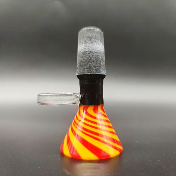 2023 Perruque Wag 14mm Épaisseur Bol Pièce Bong Glissière De Verre Conduites D'eau Crème Orange Jaune Mixte Pointe Noire Diapositives Capiteuses Bols Colorés Homme Fumer Accessoire