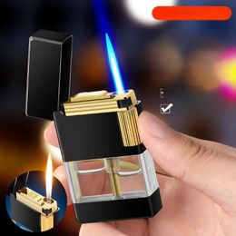 Briquet Transparent coupe-vent sans gaz, torche à Jet, cigare, Cigarette, silex rétro, Butane, accessoires pour fumer, 2023