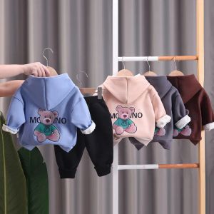 2023 Winter Baby Girls kleding Set Kinderen dikke warme hoodies broek 2 stks/set peuter casual kostuum kinderen trainingspakken