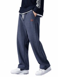 2023 Pantalon de survêtement en velours côtelé pour hommes, cordon de serrage, doublure polaire, épais, chaud, jambes larges, pantalons décontractés droits, pantalons amples, N0ty #