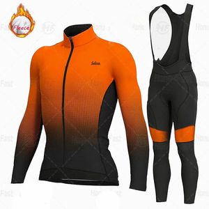 2023 Veste à vélo d'hiver Jersey Set Men Men Thermal Fleece Long Manche Vêtements MTB Sportswear Bicycle Ride Uniforme 240131