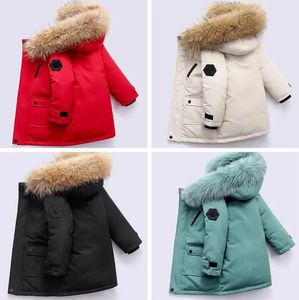 2023 Winterontwerper Childrens Coat Boys Down Coat Real Raccoon Fur Dik Warm Baby Coat 212 Girls Jacket Jaren Kid