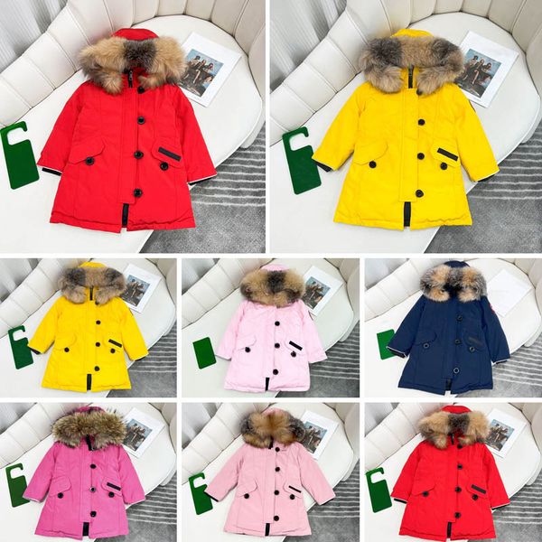 2023 Diseñador de invierno Abrigo para niños Chaqueta de plumón para niños Piel de mapache real Grueso Cálido Bebé Ropa exterior Abrigos 2-12 Chaquetas para niños Años Niño Adolescente Parka 100-170