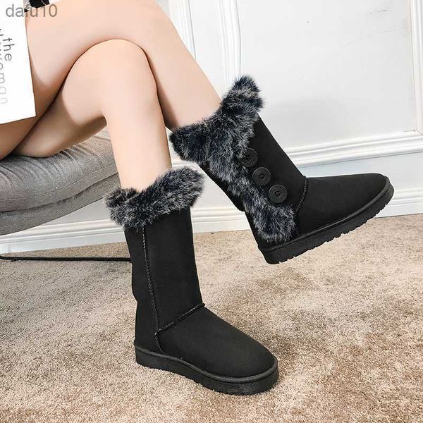 2023 invierno EUR 35-41 botas de nieve para mujer botas impermeables de algodón para mujer con piel de zorro de moda 4 colores L230704