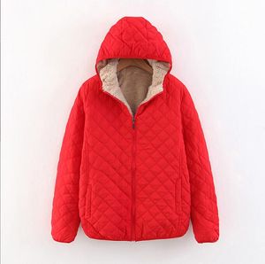 2023 Winter fit slanke en slanke geruite lamsfleece warme katoenen jas met capuchon voor dames