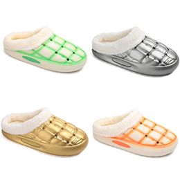 Pantoufles épaisses en polaire pour hommes et femmes, en coton, doré, argent, vert, orange, noir, tendance, chaussures de couple, couleur 5, hiver 2023