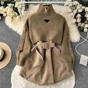 2023 Hiver style de mode doux gilet tricoté designer pull tempérament robe ensemble robes de création de marque principale de première classe de Chine pour femme