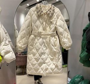 Mi-u-m – manteau en duvet mi-long pour femme, manteau chaud avec ceinture, Slim, à la mode, nouvelle collection hiver 2023