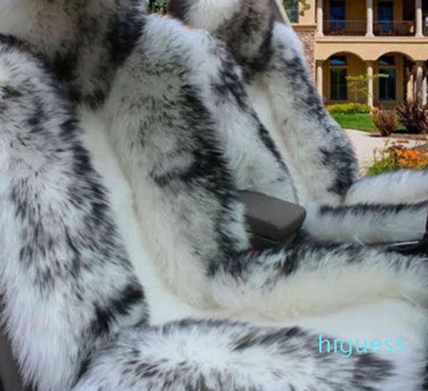 Funda de lana larga Natural para asiento de coche, tapete cálido de piel de oveja australiana, cojín de asiento de coche de felpa, pieza de tamaño Universal, Invierno 2023