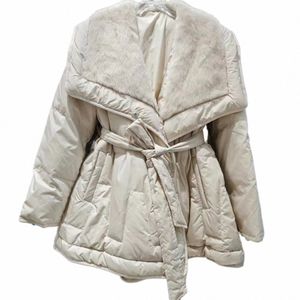 2023 Hiver Nouveau manteau en duvet à col en fourrure de vison 3 couleurs pour femmes b47w #