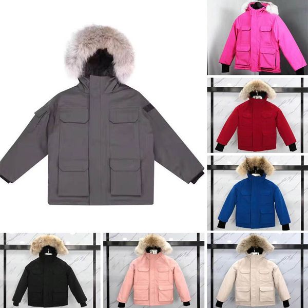 2023 hiver nouveau designer enfants manteau doudoune pour garçons véritable fourrure de raton laveur épais chaud vêtements de bébé manteaux 2-12 garçons filles vestes années enfant mode adolescent parka