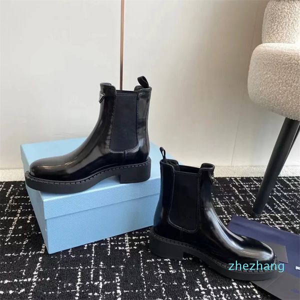 2023-hiver New Designer Poe Heel Flat Bottom Boots Inversed Fashion Marque Business Work's Business Work élégant polyvalent