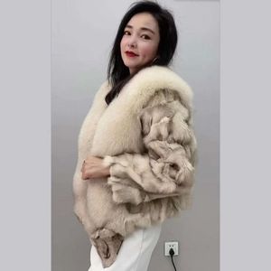 Manteau d'hiver en fourrure de renard pour femme, vêtement court et amincissant, à la mode, Style jeune, 2023, 828314