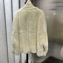 Invierno 2023, nueva nutria, piel de conejo, hierba, tejido para mujer, Panel de cuello alto, abrigo con patrón de leopardo a la moda, estilo cálido y joven 978003