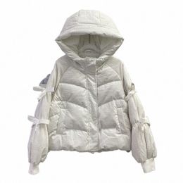 2023 hiver nouveaux Parkas doux Bow Down Cott vestes rembourrées coréenne Fi femme chaud manteau à capuche épais Parkas 89Zy #