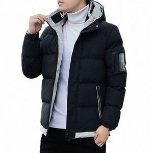 2023 Parkas d'hiver hommes veste bouffante Lg manches manteau à capuche Bomber veste épaissie chaud fermeture éclair vêtements d'extérieur coréen Fi G4ZN #