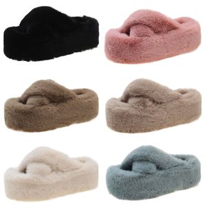 Pantoufles en peluche pour femmes, pantoufles d'hiver à fond épais, en coton chaud, blanc, noir, bleu, rose, marron, 2023