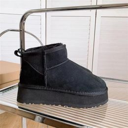 2023 hiver Ultra Mini plate-forme botte concepteur cheville neige fourrure botte marron australie chaud chaussons pour femme en cuir véritable EU35-44