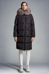 2023 Winter Women's White Duck Down Parkas Zip Jackets Fur Hooded Striped Woman's Slim Long Coats MK23006