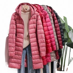 2023 Hiver Femmes Coréenne Fi Slim Supprimer Parka à capuche Fiable Vêtements d'extérieur Vestes Lg Light Thin Manteau Puffer Jacket Q60W #
