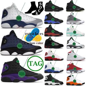 2023 met doos 13s Casual schoenen Black Flint Red Navy Air Jumpmans 13 Black Cat University Blue Hyper Royal Del Sol Court Purple Lucky Green