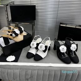 2023-Femmes Camellia Sandales à talons hauts bloc talons pantoufles imbriquées diapositives Mode 9cm 8.5cm Stiletto Sandal Top designer Luxurys dames chaussure de fête de mariage
