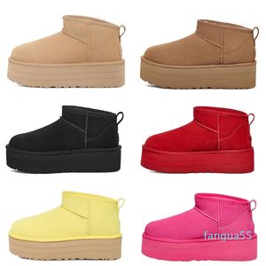 2023-Femmes Classique Ultra Mini Plateforme Botte Tasman Tazz Designer Mat Fourrure Big Rouge Bottes De Neige Pantoufles En Daim Confort Hiver Bottines Pour Femmes