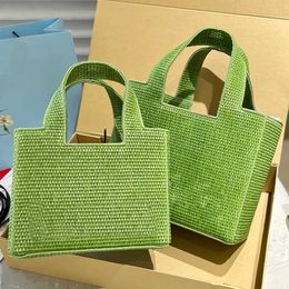 2023 torebki damskie od projektanta wysokiej jakości torby plażowe torba na zakupy trawa tka kosz torba czarna zielona kwadratowa torebka damska torebka