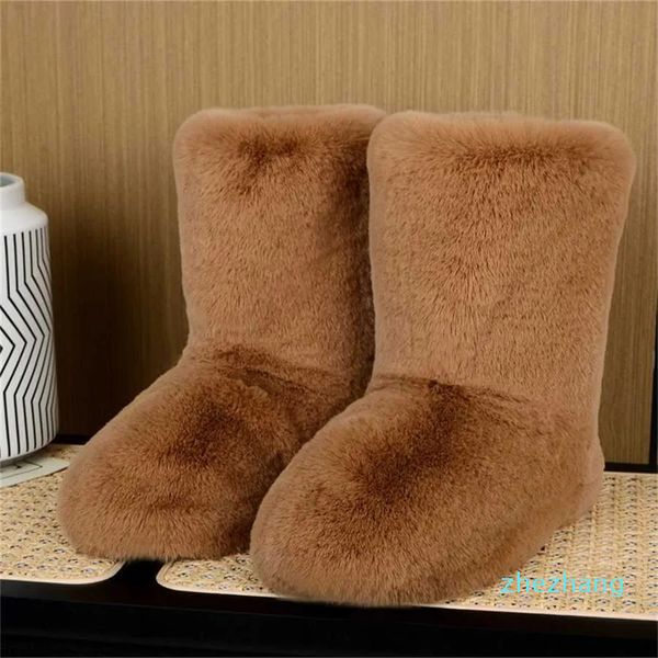 Bottes en fourrure moelleuse pour femmes, chaussures de neige décontractées pour filles, en plein air, Faux lapin, pelucheuses, chaudes, Push, nouvelle collection hiver 2023