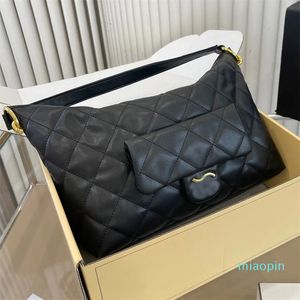 2023-Sac de marque de luxe pour femmes, sac à main de grande capacité, classique diamant damier noir or couleur assortie, sac à dos doux et collant 28cm