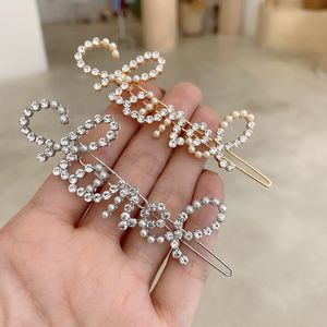 2023 Women Pearl Rhinestone Clip Bling Letter Barrettes Fashion Hair Accessories voor cadeaubrong haarspel